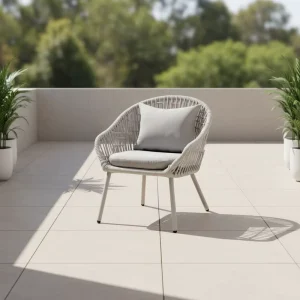 Modern Outdoor Rope Chair with UV Resistance and Powder Coated Aluminum Frame for Hotel Villa Use