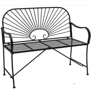 Modern Outdoor Seating Iron Black Scandinavian Integrated Modern Design Eco-Friendly Durable Bench for Patio Seating