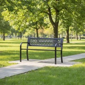Modern Outdoor Steel Double Seat Bench Weatherproof Stylish Park School Hotel Customized Colors