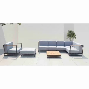 Modern Outdoor Villa Living Room Hotel Terrace Courtyard Aluminum Alloy Frame Rattan Sofa Set Waterproof Cushion Bedroom Park