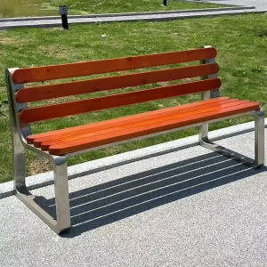 Modern Outdoor Wooden Bench Patio Benches Metal Bench Seating with Backrest