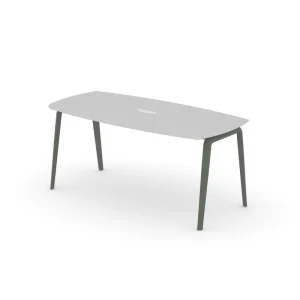 Modern Oval Conference Table Zero Formaldehyde Eco Friendly Powder Coated MDF with Built-in Cable Holes for Office Meetings