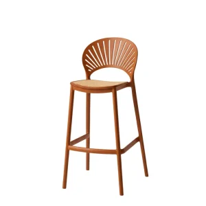 Modern PP Bar Stool Stacked Design Hollow Backrest Durable Commercial Use High Chair