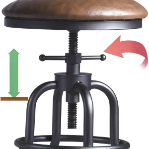 Modern PU Leather Bar Stool with Metal Legs Adjustable Height for Hotel Restaurant Bedroom Kitchen Living Room & Hospital Use