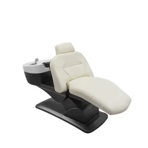 Modern PU Leather Ceramic Basin Stainless Steel Frame Shampoo Chair Salon Furniture for Hair Salon
