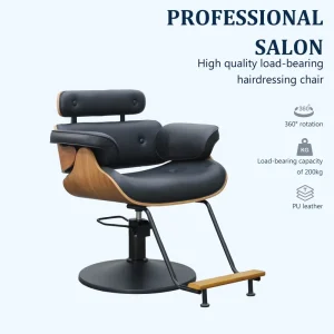 Modern PU Leather Ergonomic Barber Chair Mid-Century Salon Styling Professional Hairdressing Furniture 360 Degree Rotation