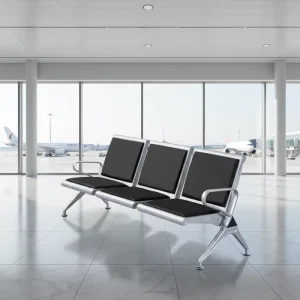 Modern PU Leather Metal 3 Seater Airport Waiting Bench Durable Ergonomic Design for Gym Hospital Office Use