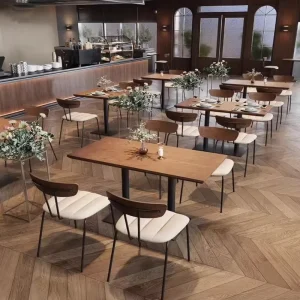Modern PU Leather Restaurant Table and Chair Set for Commercial Cafes Coffee Shops Hotels Dessert Shops Durable Easy Clean