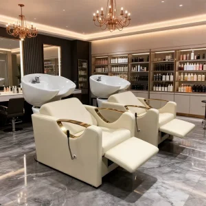 Modern PU Leather Salon Electric Hair Washing Chair Shampoo Bed Backwash Salon Massage Shampoo Station for Hair Salon Barber