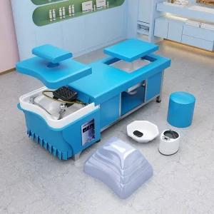 Modern PU Leather Salon Shampoo Chair with Electric Pedicure Massage Ceramic Basin Water Circulation for Living Room Use