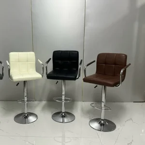 Modern PU Leather Swivel Bar Stool with Metal Frame Adjustable Counter Height Chair for Kitchen Restaurant and Home Bar Use