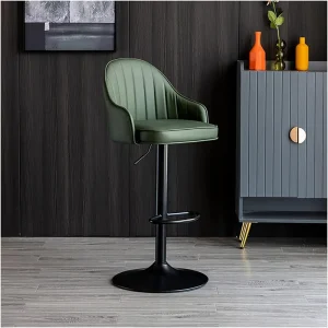 Modern PU Leather Swivel Bar Stools with Adjustable Height Upholstered Counter Height Bar Chairs for Restaurant Hotel Commercial