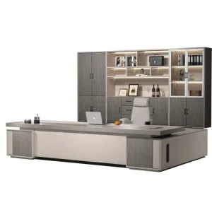 Modern PVC Office Desk Board Table for Commercial Use President Boss Desk Public Room Furniture