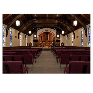 Modern Padded Church Chair Fabric Upholstered Seating Metal Leg Auditorium Banquet Chair for Worship Hall