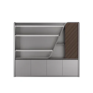Modern Panel Style Wooden Storage Cabinet Bookshelf Key Lock Adjustable Features Office Supplies Commercial Use Home Living Room