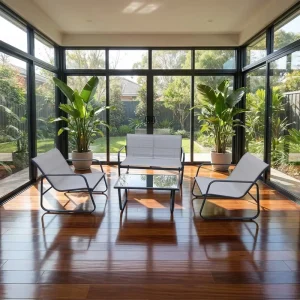 Modern Patio Furniture Set 5 Pieces Rattan Sectional Sofa Aluminum Frame Outdoor Seating Group with Washable Covers for Deck