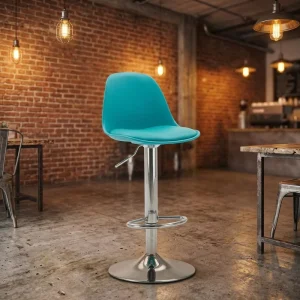 Modern Plastic Backrest Bar Stool Height Adjustable Swivel Counter Stool Chrome Footrest Kitchen Island Chair