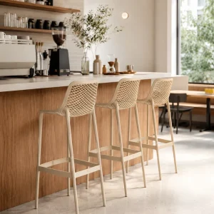 Modern Plastic Bar Stool PP Lattice High Chair for Kitchen Cafe Bar Restaurant Indoor Outdoor Use