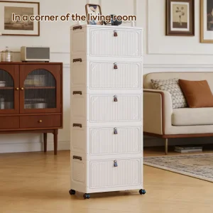 Modern Plastic Injection Molded Multi Functional Dustproof Visible Storage Cabinet No Installation Thickened Rectangular