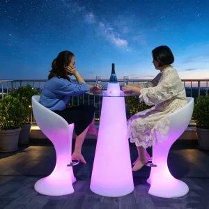 Modern Plastic LED Bar Furniture Table Commercial Hotel Dining Outdoor Use Eco Friendly Water Resistant Luminous Rechargeable