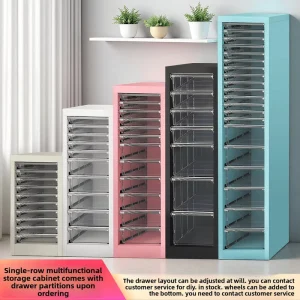 Modern Plastic Mobile Filing Cabinets and File Racks with Transparent Band Drawers for Office and Home Use