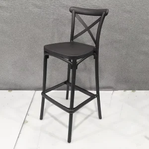 Modern Plastic PP Stackable High Back Bar Chair Stool Durable Lightweight Customized Color Cafes Restaurants Home Bar Kitchen