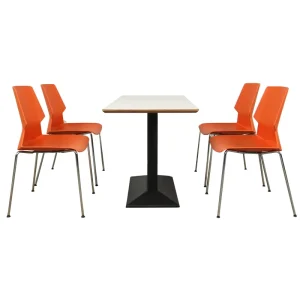 Modern Plastic Restaurant Tables and Chairs Set for Hotel Canteen Fast Food Snack Bar Use Four Seat Dining