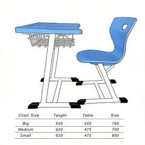 Modern Plastic Student Table and Chair Set with Book Drawer and Bag Hook Tilt Desktop Legs for High School Classroom and Gym