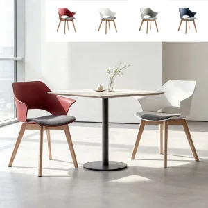 Modern Plastic Wooden Executive Ergonomic Visitor Chair for Office Reception Bedroom School Comfortable Waiting Room