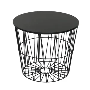 Modern Portable Metal Wire Basket Set Multi-Function for Living Room Laundry Book Table Iron Coffee Table MDF Lid