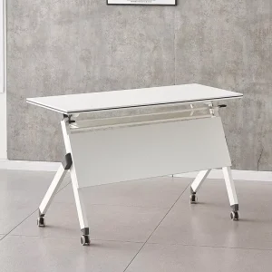 Modern Portable Modular Folding Training Table Wooden Panel Top Office Conference Use