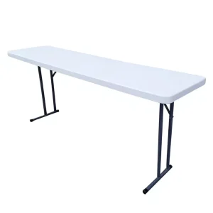 Modern Portable Outdoor 6-foot White HDPE Plastic Metal Frame Stackable UV-resistant Folding Dining Table for School Beach Use