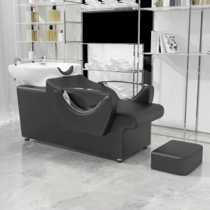 Modern Portable Shampoo Chair with Ceramic Basin Washing Bed Durable Furniture for Beauty Spa and Barber Salons