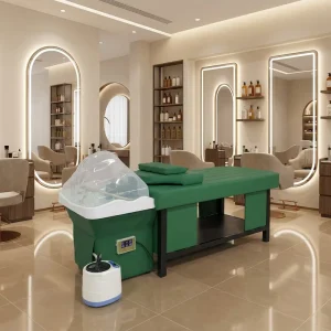 Modern Portable Stainless Steel Salon Shampoo Bed with Ceramic Basin and Adjustable Footrest