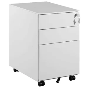 Modern Portable White Metal Desk Rolling Cabinet Code Lock 3 Drawer Extendable Space Saving Outdoor School Storage Organizer