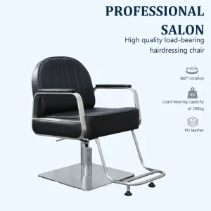 Modern Professional Ergonomic Salon Styling Chair Luxury Barber Chair Brushed Metal Frame for Barber Shop Factory Direct Sale