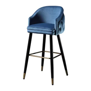 Modern Pub Table Furniture Set with Round Bar Chair and Blue Velvet Bar Stool