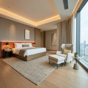 Modern Queen Size Bedroom Furniture Set Customized Sizes Wooden Nordic Style Hotel Bedroom Sets
