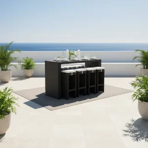 Modern Rattan Eco Friendly Outdoor Bar Furniture Set for Home Bar Restaurant Hotel Kitchen Use High Bar Chair Stools Counters
