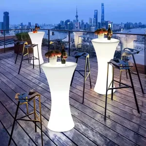 Modern Rechargeable LED Cocktail Table RGB Light Waterproof Party Table Glowing LED Bar Table for Mall Nightclub Furniture