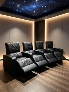 Modern Recliner Sofa Power Theater Armchair with Cup Holder Diamond Stitching for Hotel Home Cinema Living Room Basement Villa