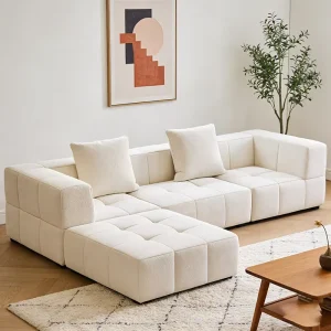 Modern Reclining Convertible Sectional Sofa Set Metal Frame Foam Compressed Fabric Leg Home Furniture for Living Upholstered