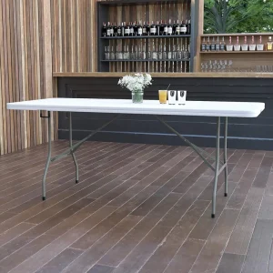 Modern Rectangular 6FT White Waterproof Folding Plastic Bench Table for Camping Dining Hospital Outdoor