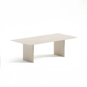 Modern Rectangular Conference Table Zero Formaldehyde Eco-Friendly Powder Coated MDF Rounded Anti-Collision Edges 6-Seater
