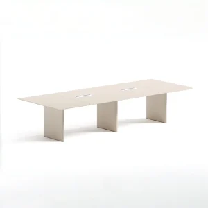Modern Rectangular Conference Table Zero Formaldehyde Eco Friendly Powder Coated MDF Rounded Anti Collision Edges 8 Seater Table