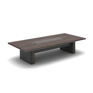 Modern Rectangular Wooden Conference Table for Conference Room Built in Wire Trough Anti fingerprint Scratch Resistant