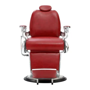 Modern Red Barber Chair Men’s Synthetic Leather Metal Iron Adjustable Height Commercial Salon Lifting Rotating Feature