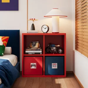 Modern Red Steel TV Cabinet for Bedroom and Living Room Minimalist Modular Storage Unit