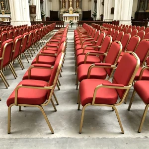 Modern Red Upholstered Metal Armchair for Theater Auditoriums Hotels Schools