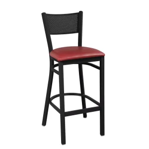 Modern Red and Black Metal Bar Chair with Mesh Backrest Industrial Style Pub Stool Restaurant Bar Furniture